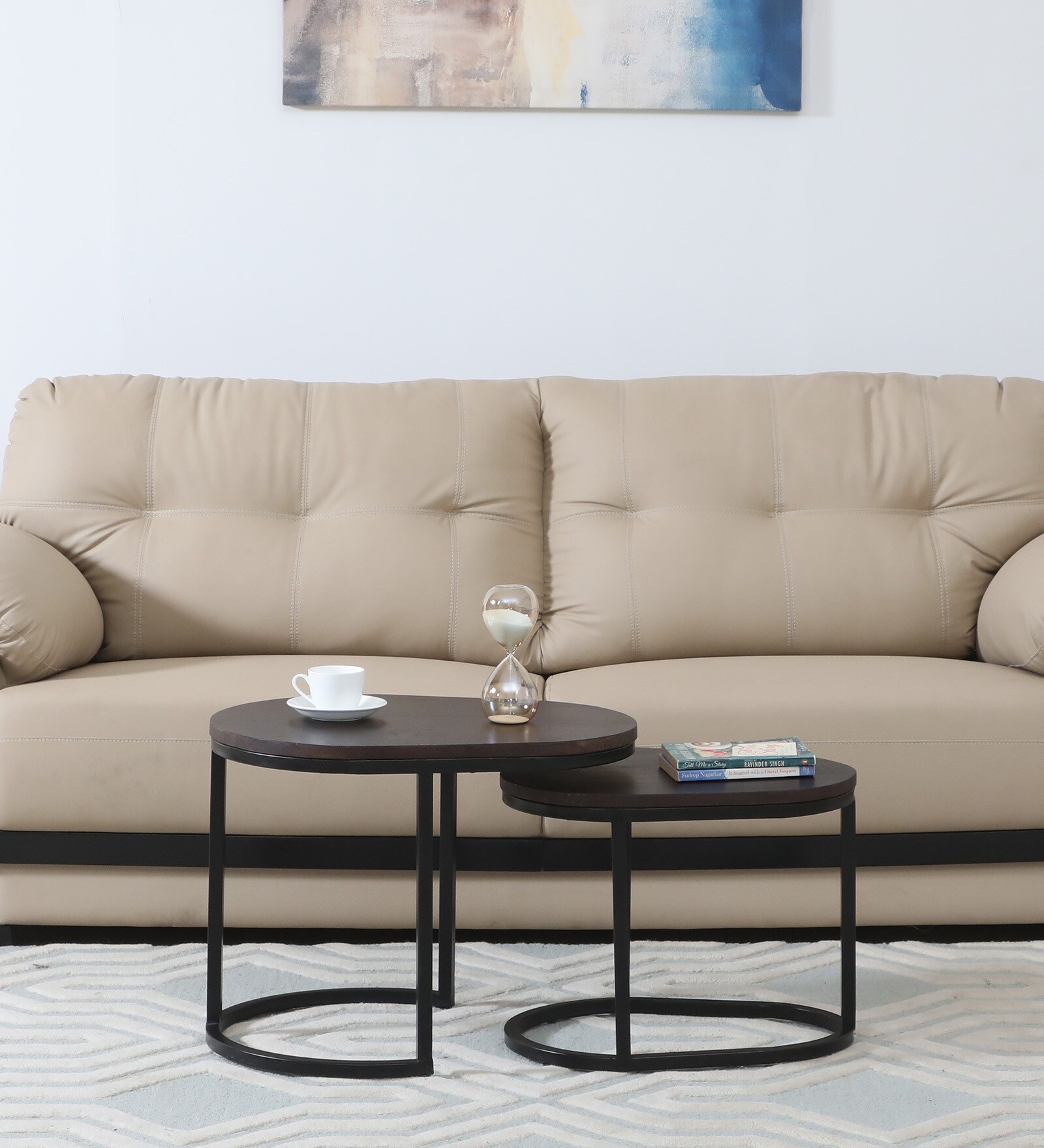 Byron Solid Wood Nesting Coffee Table Set In Dark Walnut Finish