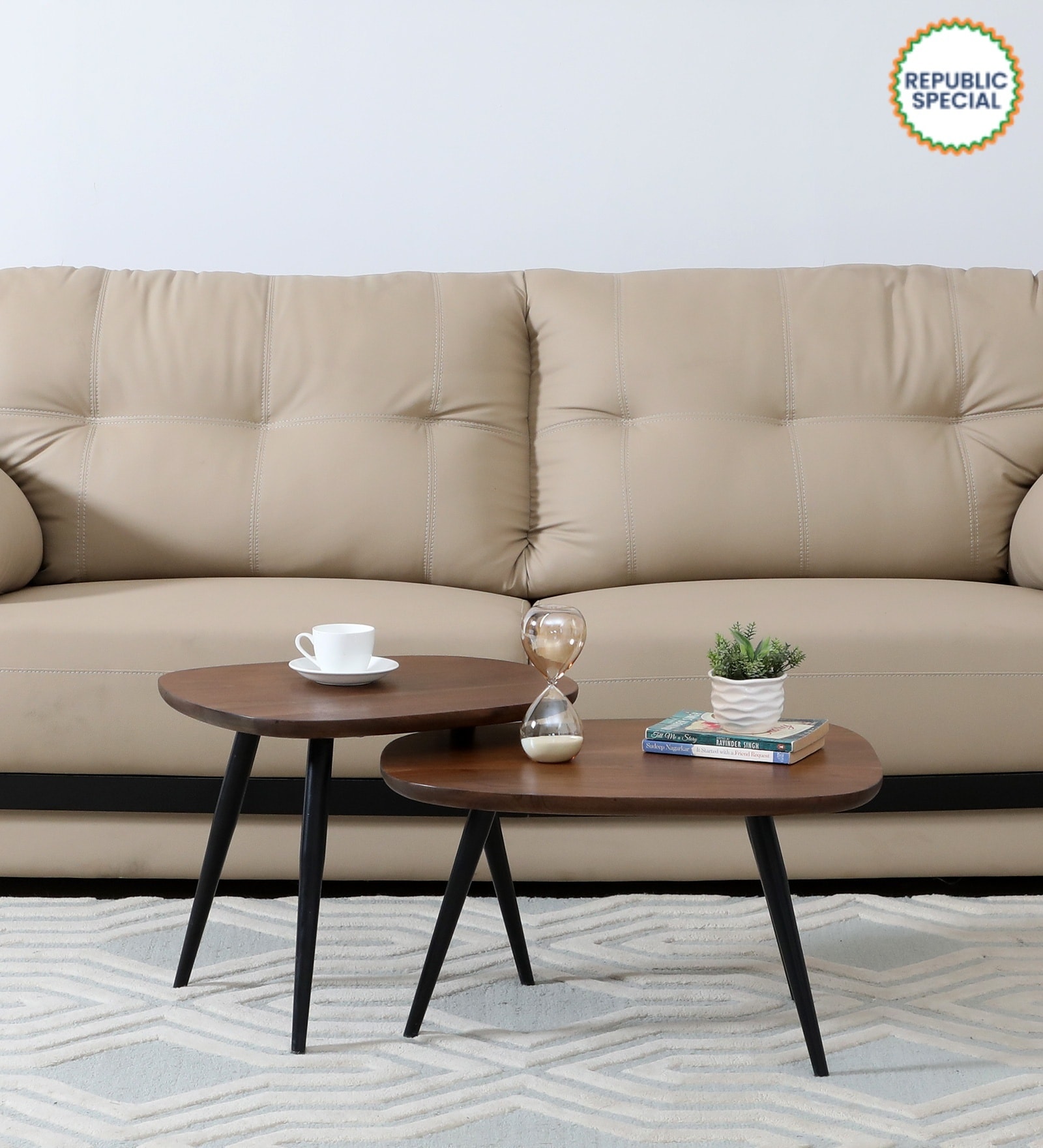 Byron Solid Wood Nesting Coffee Table Set In Natural Finish