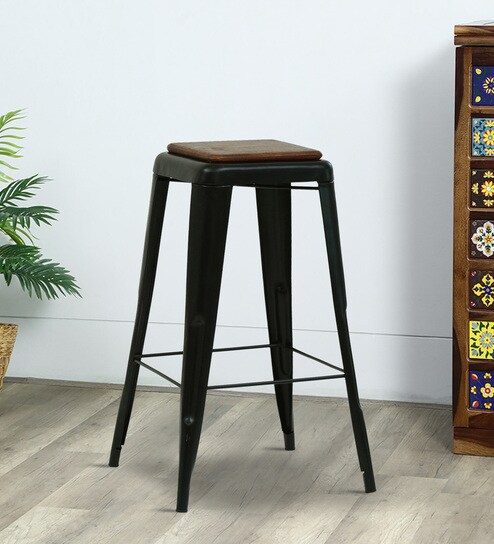 Byron Metal Bar Stool In Black Colour
