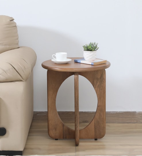 Byron Solid Wood End Table In Natural Finish