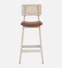 Byron Solid Wood Bar Chair In Sandblasted White Distress Finish