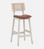 Byron Solid Wood Bar Chair In Sandblasted White Distress Finish