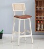 Byron Solid Wood Bar Chair In Sandblasted White Distress Finish