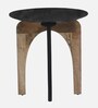 Byron Solid Wood End Table In Wirebrush Natural & Black Finish