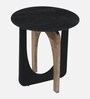 Byron Solid Wood End Table In Wirebrush Natural & Black Finish