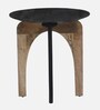 Byron Solid Wood End Table In Wirebrush Natural & Black Finish