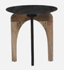 Byron Solid Wood End Table In Wirebrush Natural & Black Finish