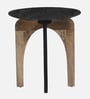 Byron Solid Wood End Table In Wirebrush Natural & Black Finish