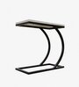 C End Table In Black and White Marble With Black Steel Base Finish