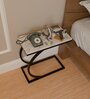C End Table In Black and White Marble With Black Steel Base Finish