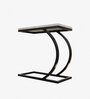 C End Table In Black and White Marble With Black Steel Base Finish