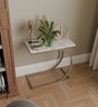 C End Table In Black and White Marble With Golden Steel Base Finish