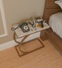 C End Table In Black and White Marble With Golden Steel Base Finish