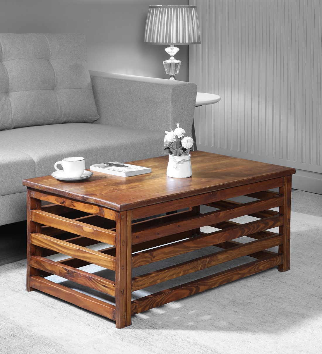 Buy Cage Coffee table in Teak Finish by komfort Furnishers Online ...