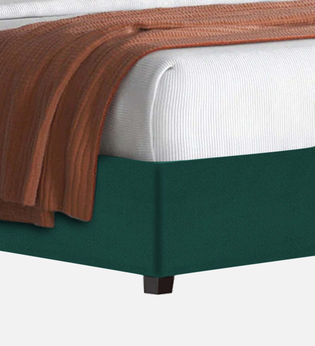 Buy Caliya Velvet Upholstered King Size Bed in Pine Green Colour by
