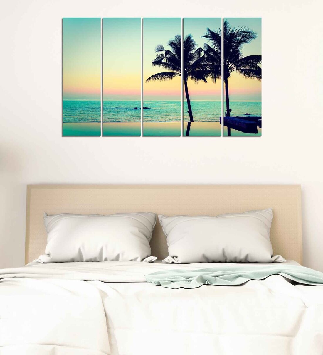 Buy Calm Beach Wood Framed Velvet Laminated Art Print by Wens Online Landscape Art Panels
