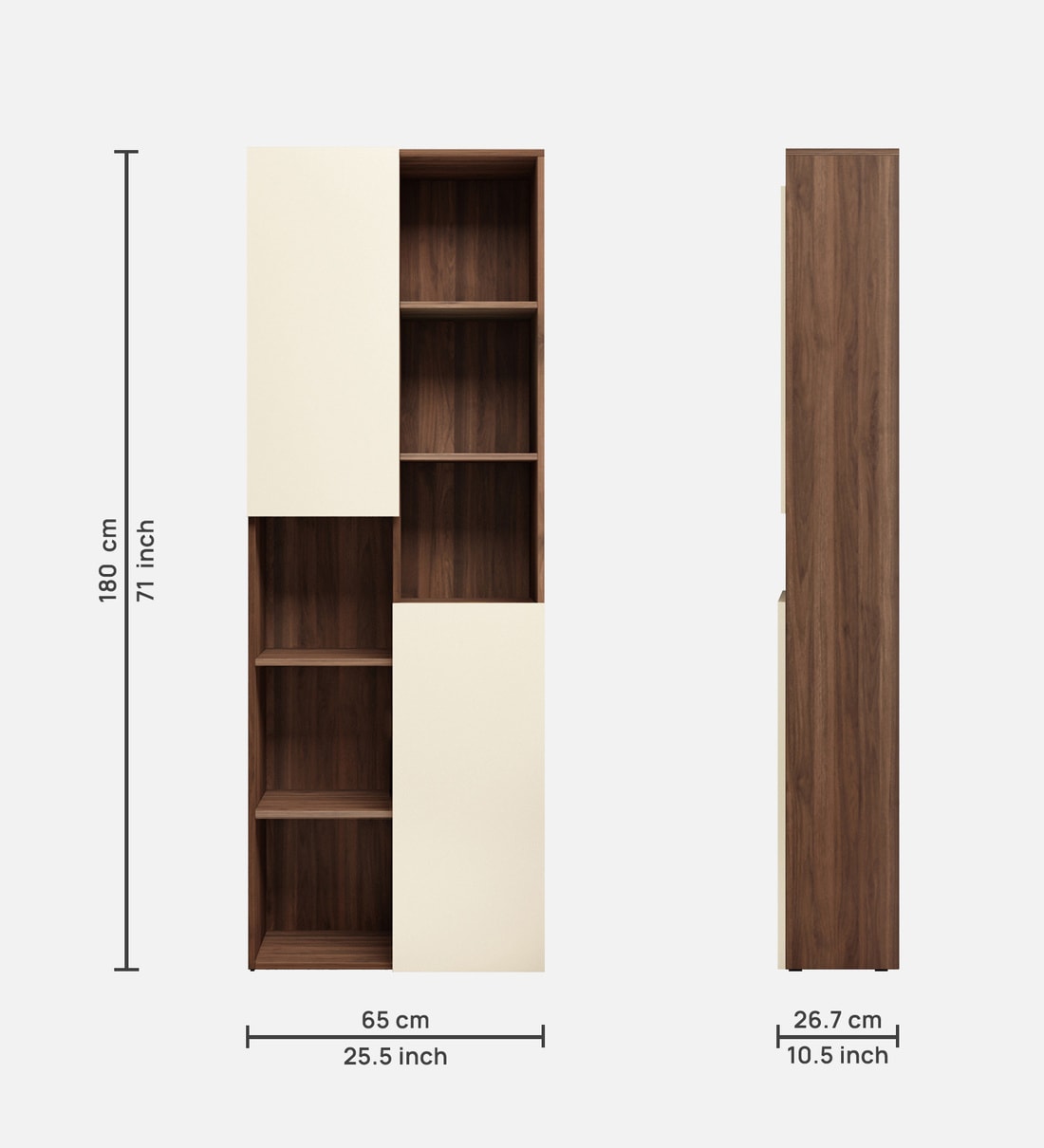 Buy Camilia Bookshelf In Beige & Columbian Walnut Colour at 24