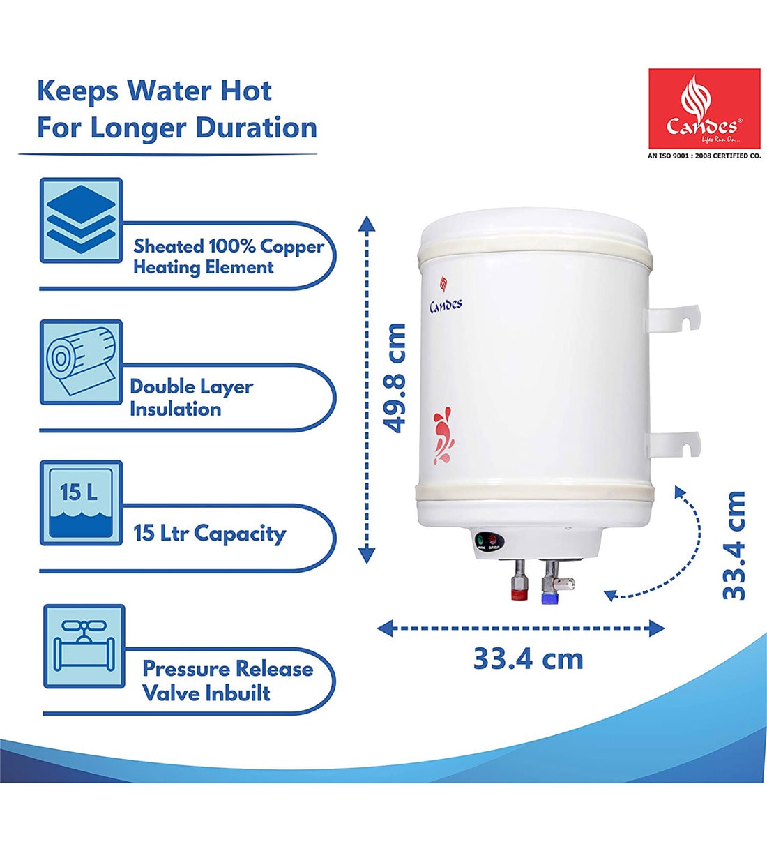 Buy Candes 15 Litre Automatic Instant Storage Electric Water Heater with  Anti Rust Coating at 49% OFF by Candes | Pepperfry