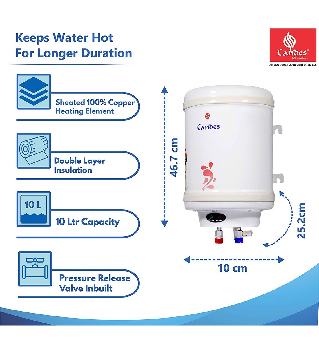 Buy Candes Stainless Steel Storage Electric Water Heater, 10 L Capacity at  43% OFF by Candes | Pepperfry