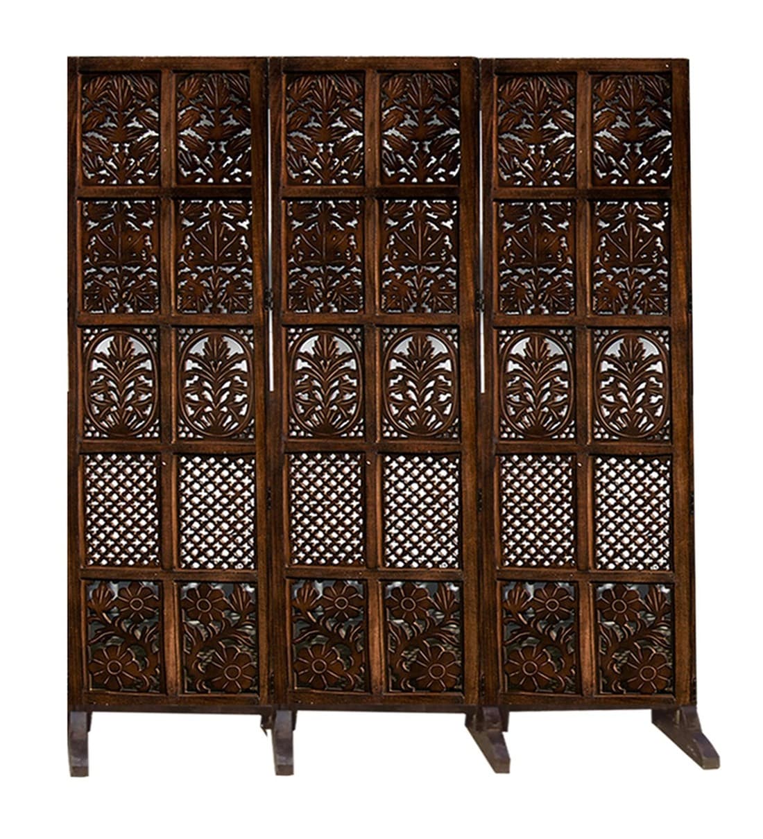 Buy Solid Wood Room Divider in Brown Colour by Wooden Twist Online