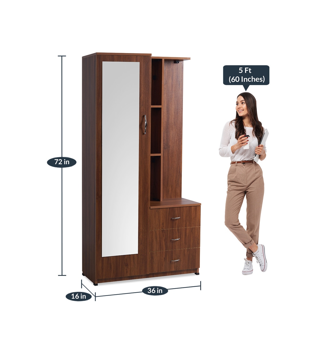 Buy Cara Dressing Unit in Teak Finish by Fine Group Online Dressing