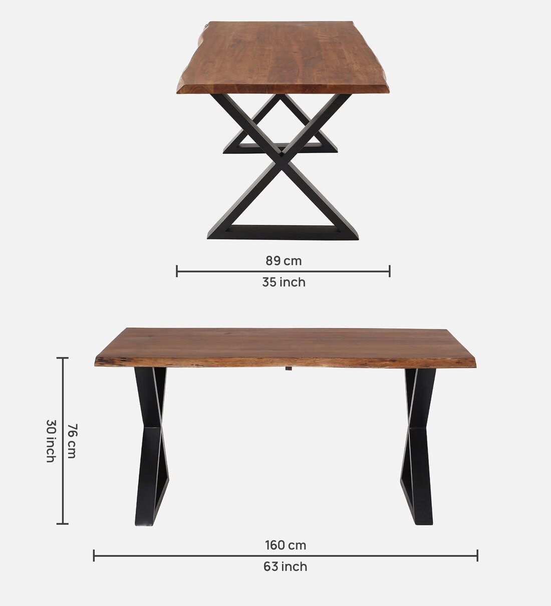 Buy Caravan Solid Wood 6 Seater Dining Table in Walnut Finish by Star