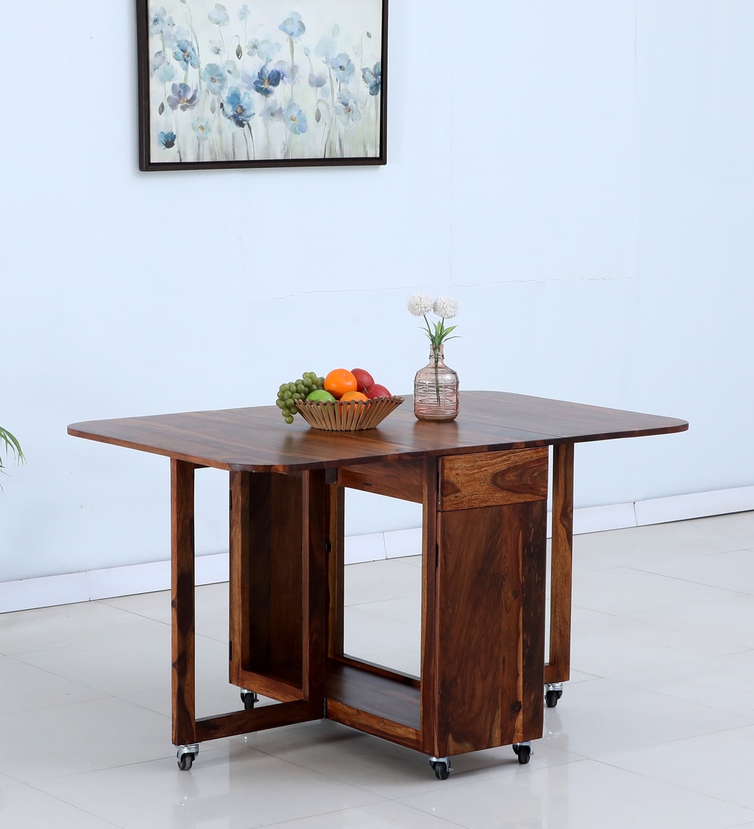 Buy Carion Sheesham Wood Foldable 4 Seater Dining Table In Scratch