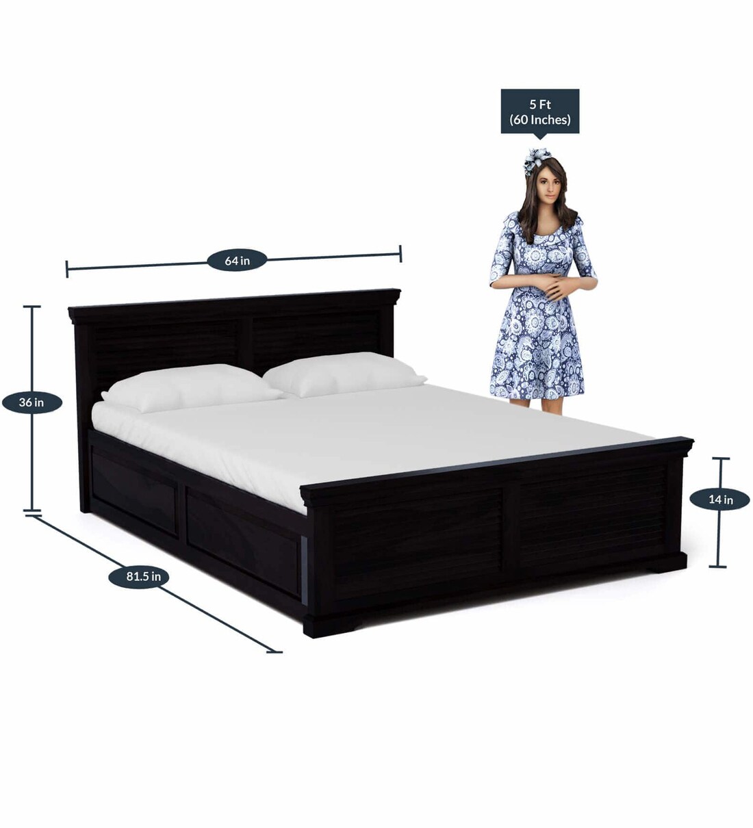 Buy Carleson Solid Wood Queen Size Bed With Box Storage In Warm