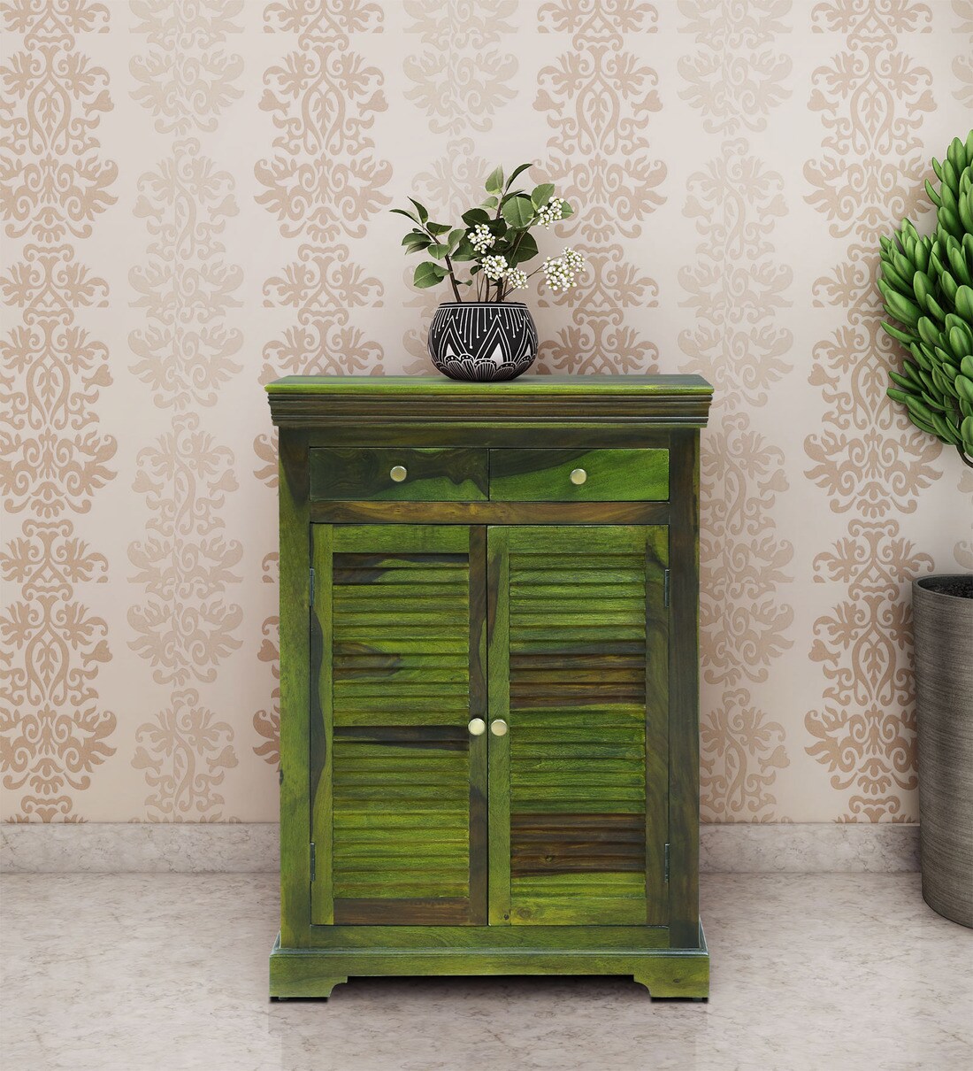 Buy Carleson Solid Wood Shoe In Spring Green Finish By