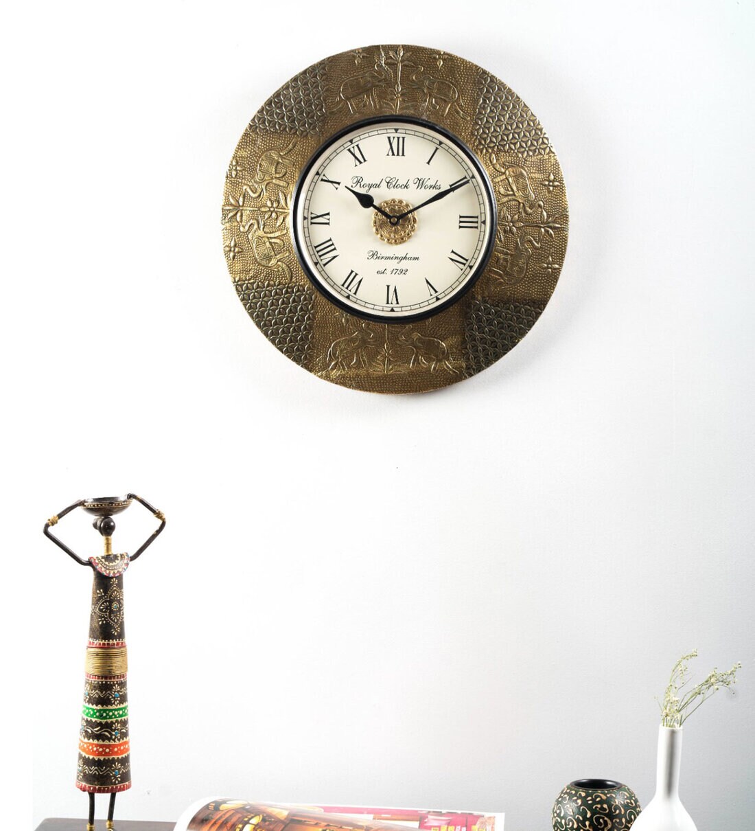 Buy Carly Brass MDF Wall Clock at 46 OFF by Vedas Pepperfry