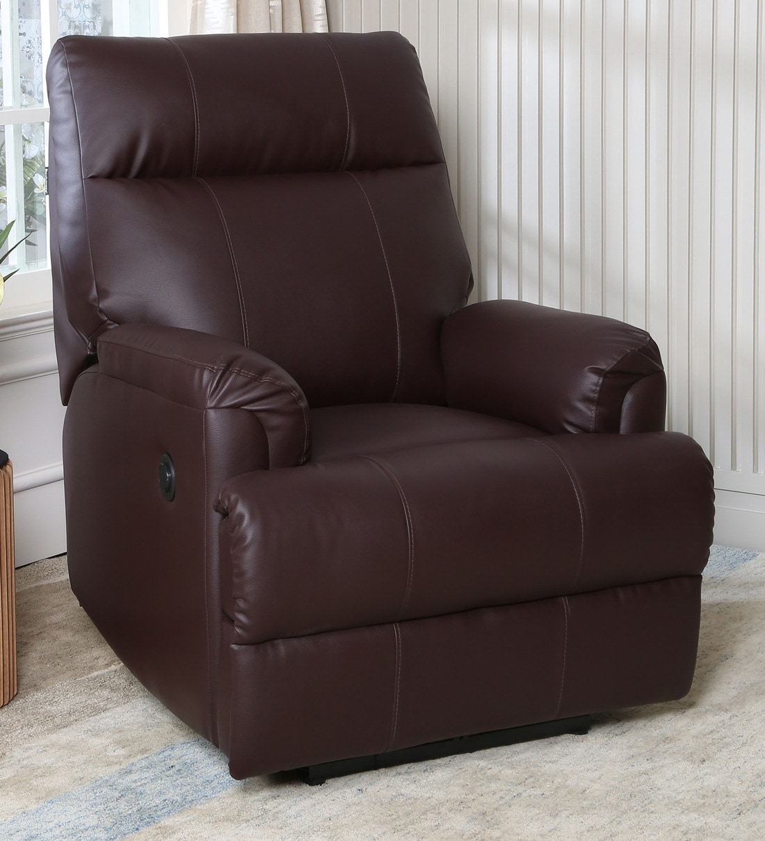 Buy Carol Single Seater Motorized Recliner In Brown Leatherette By