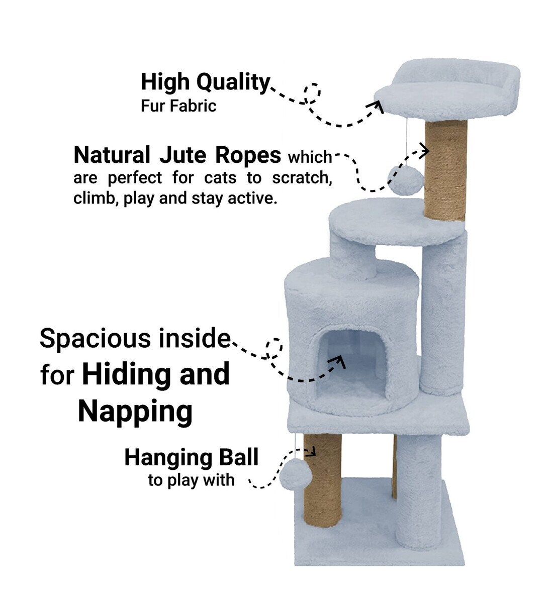 Buy Cat Tree In Grey Colour By Hiputee Online Cat Trees and Condos