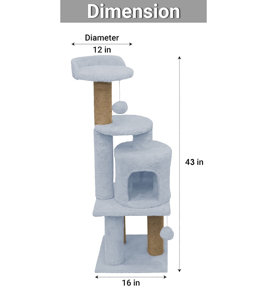 Buy Cat Tree In Grey Colour By Hiputee Online Cat Trees and Condos