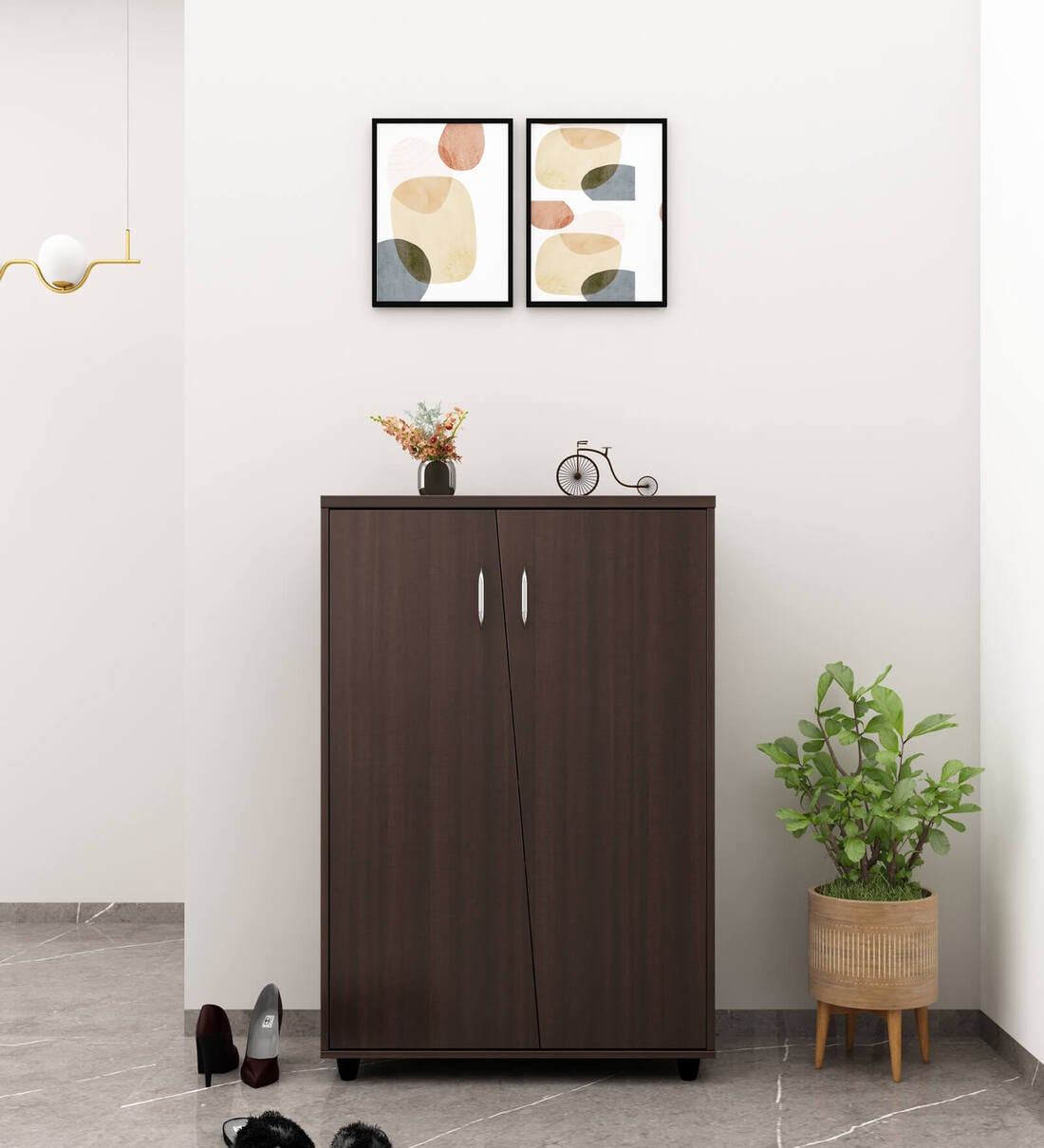 Buy Cayene Shoe Cabinet in Dark Elm Finish at 32 OFF by Crystal Furnitech Pepperfry