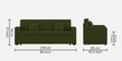 Calra Fabric 3 Seater Convertible Sofa Cum Bed In Olive Green Colour