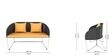 Carbon Wicker 2+1 Seater Sofa with Table In Beige Colour
