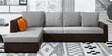 Emma 3 Seater RHS Dectional Sofa in Light Grey & Brown Colour