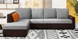 Emma 3 Seater RHS Dectional Sofa in Light Grey & Brown Colour