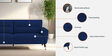 Castro Fabric 3 Seater Sofa In Royal Blue Color