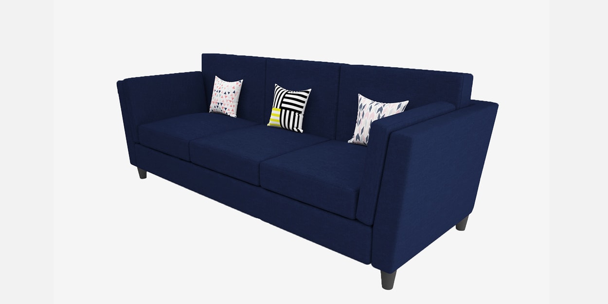 Buy Cabana Fabric 3 Seater Sofa in Navy Blue Colour by Adorn Homez