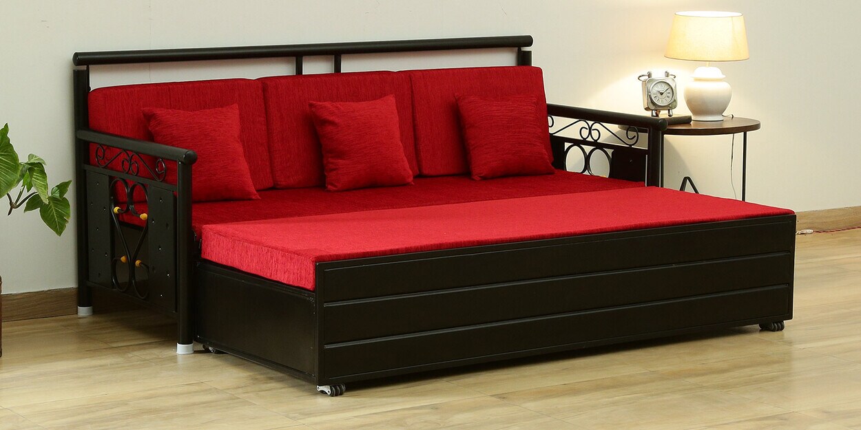 Buy Calzuma Metallic Queen Size Sofa Cum Bed With Hydraulic Storage in