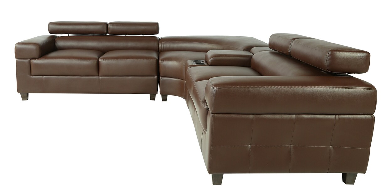 Buy Carelino Corner Sofa With Adjustable Headrests In Dark Brown Colour
