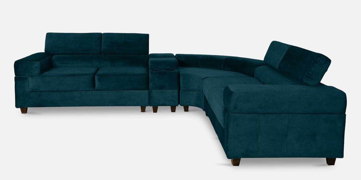 Buy Carelino Velvet Corner Sofa in Teal Blue Colour in L Shape at 29