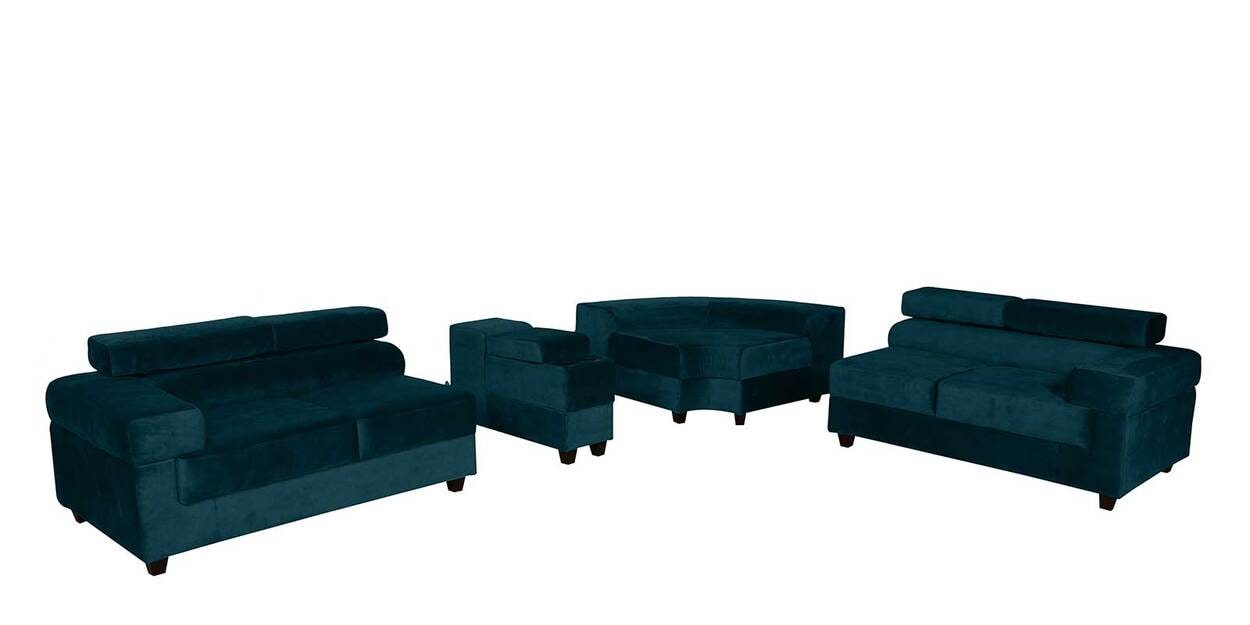 Buy Carelino Velvet Corner Sofa in Teal Blue Colour in L Shape by Vittoria Online Corner Sofas