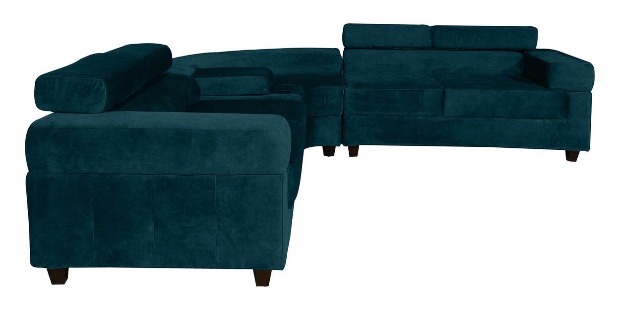 Buy Carelino Velvet Corner Sofa in Teal Blue Colour in L Shape by