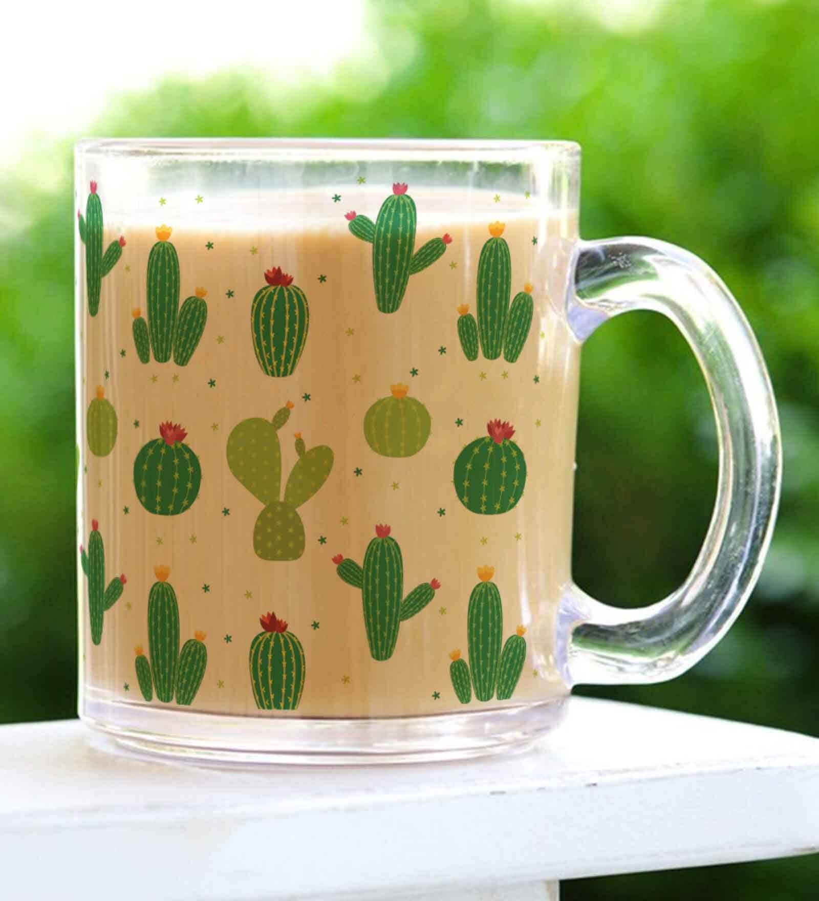 Cactus Transparent  350ml Glass Coffee Mug