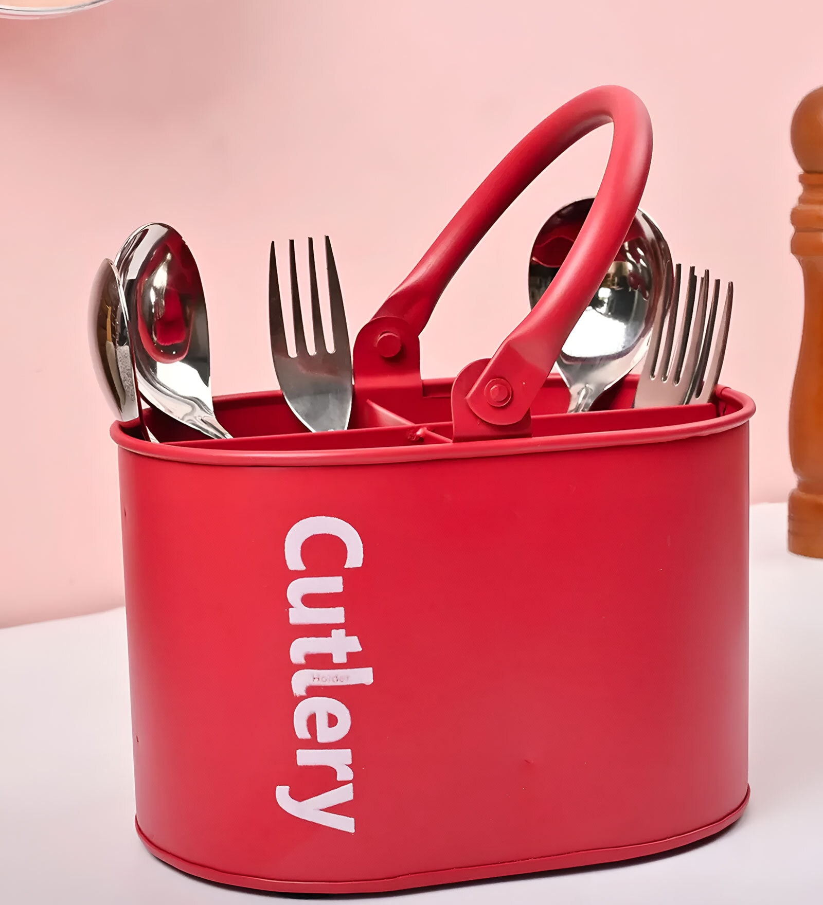 Caddy Iron Cutlery Holder (Red)