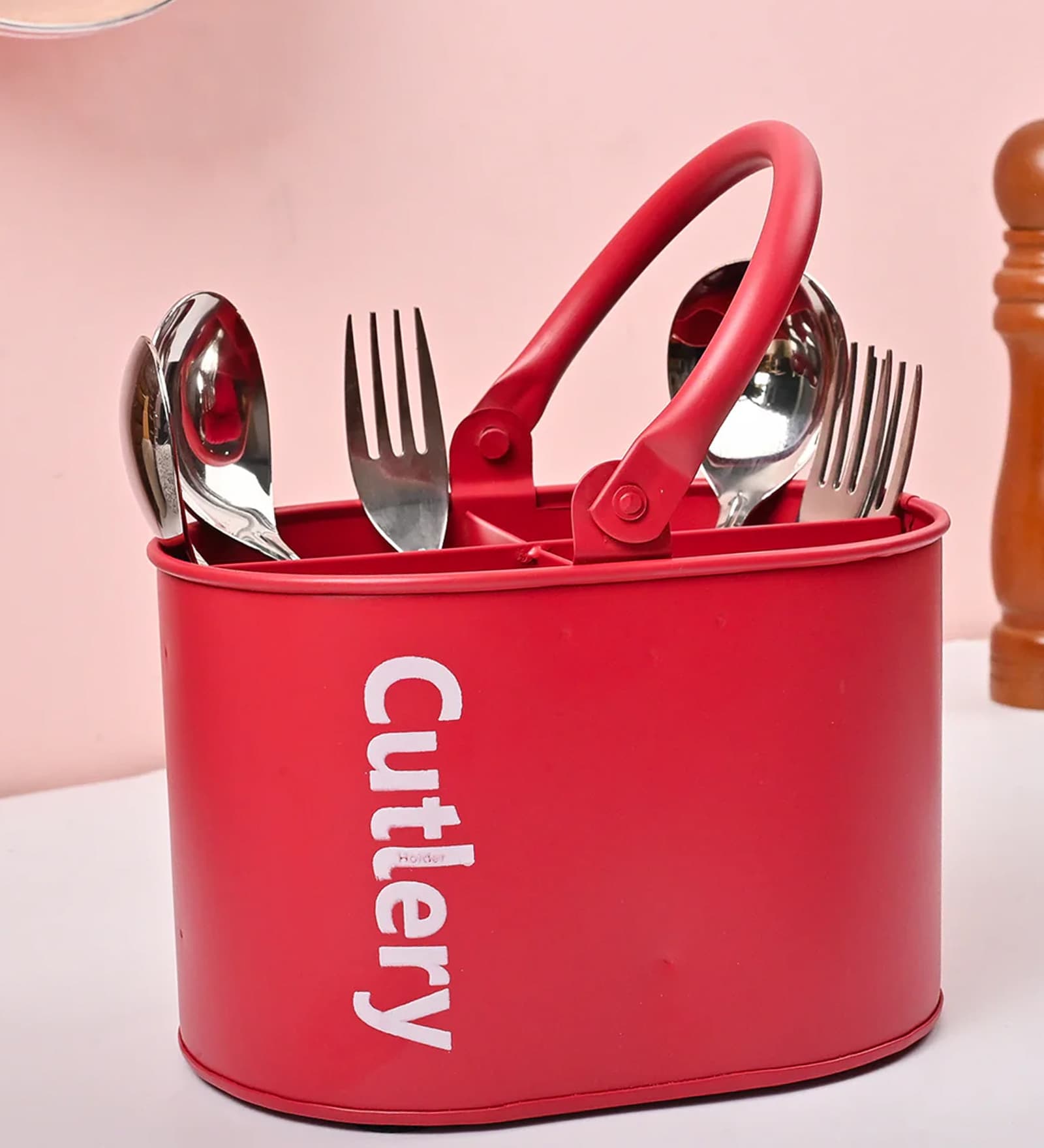 Caddy Iron Cutlery Holder (Red)