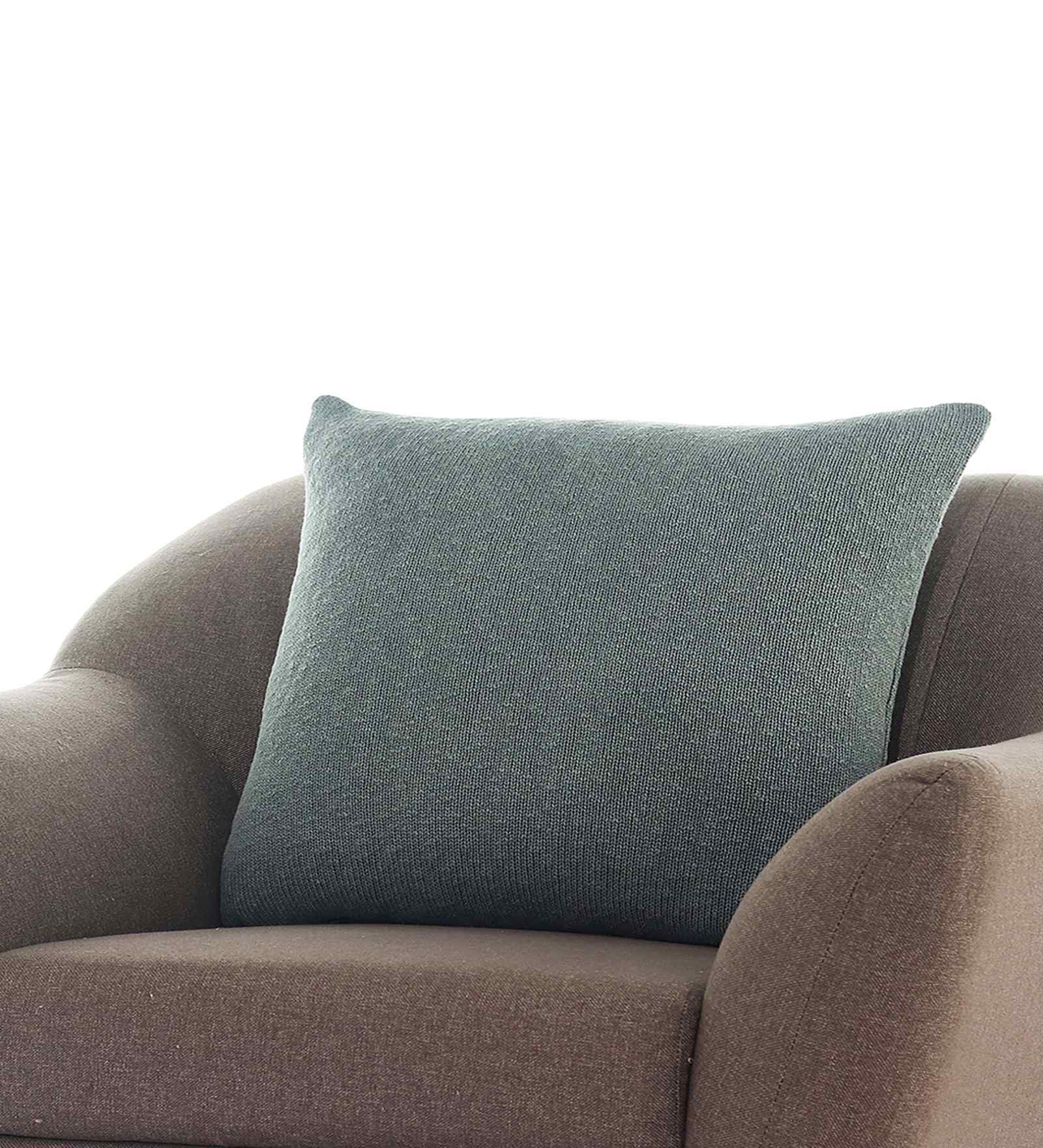 Cadet Grey 100% Cotton Marina 22X22 Inches Knitted Cushion Cover