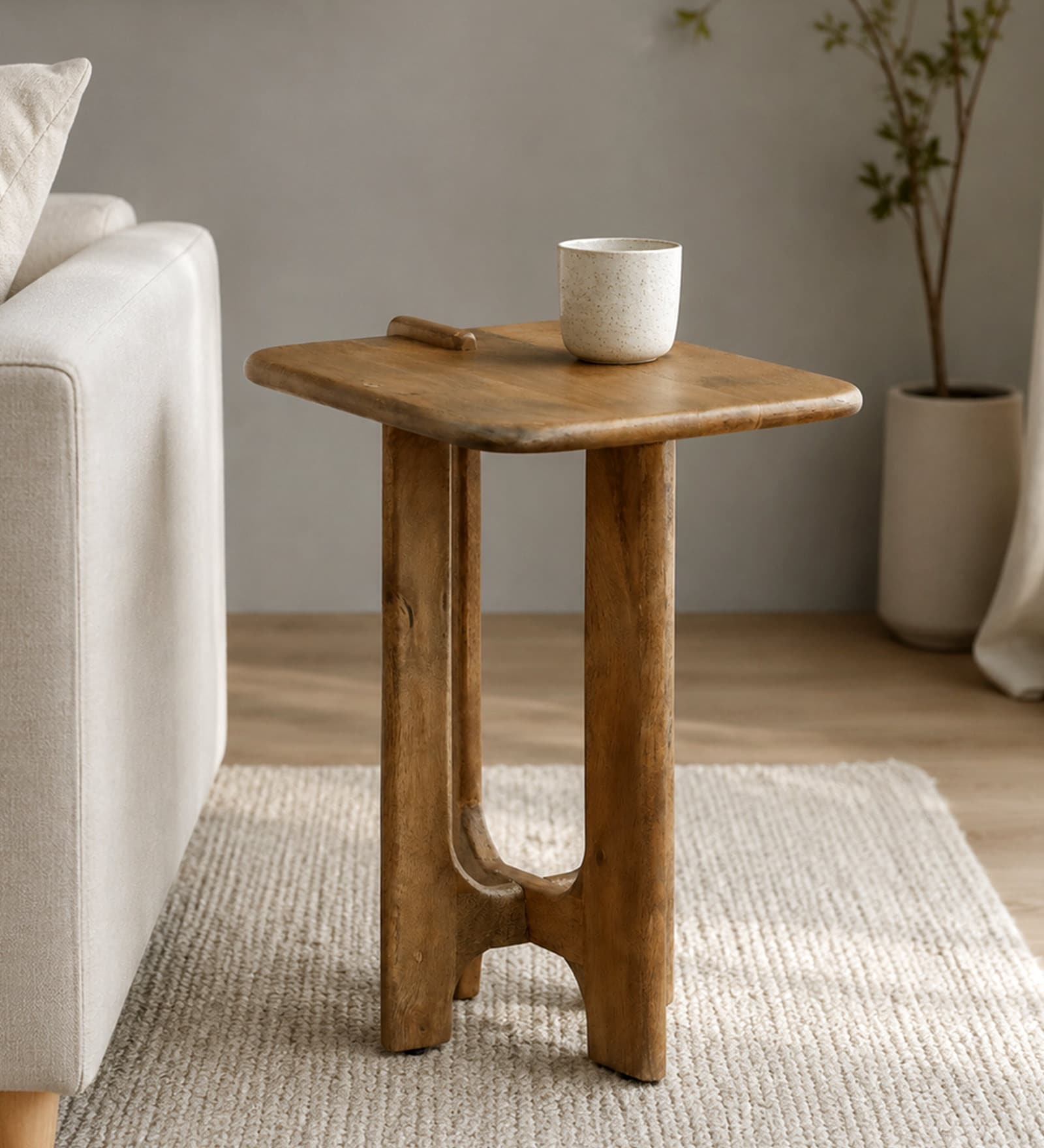 Cadiz Mango Wood Side Table in Tubbaq finish Cadiz Mango Wood Side Table in Tubbaq finish